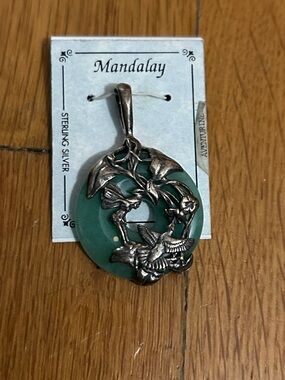 Jade & Sterling Fairy/ Hummingbird Pendant